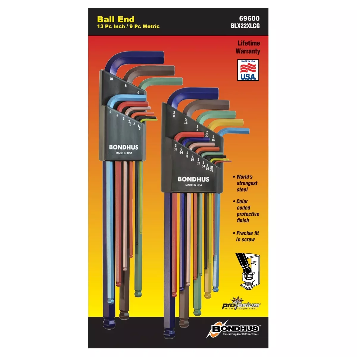 22Pc ColorGuard L Wrench In/MM BND69600 Bondhus Corp.