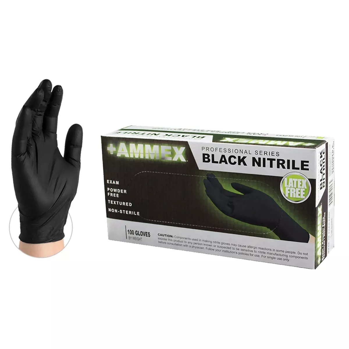 AMMEX Black Nitrile PF Exam Gloves, X-Large AMXABNPF48100 Ammex Corporation