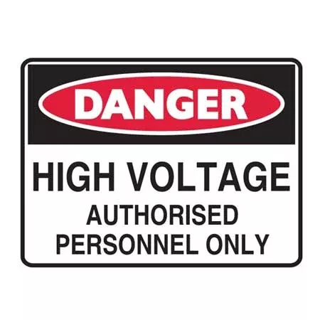 Brady Danger High Voltage Authorised Personnel Only, H300mm x W450mm, Metal, White/Red/Black