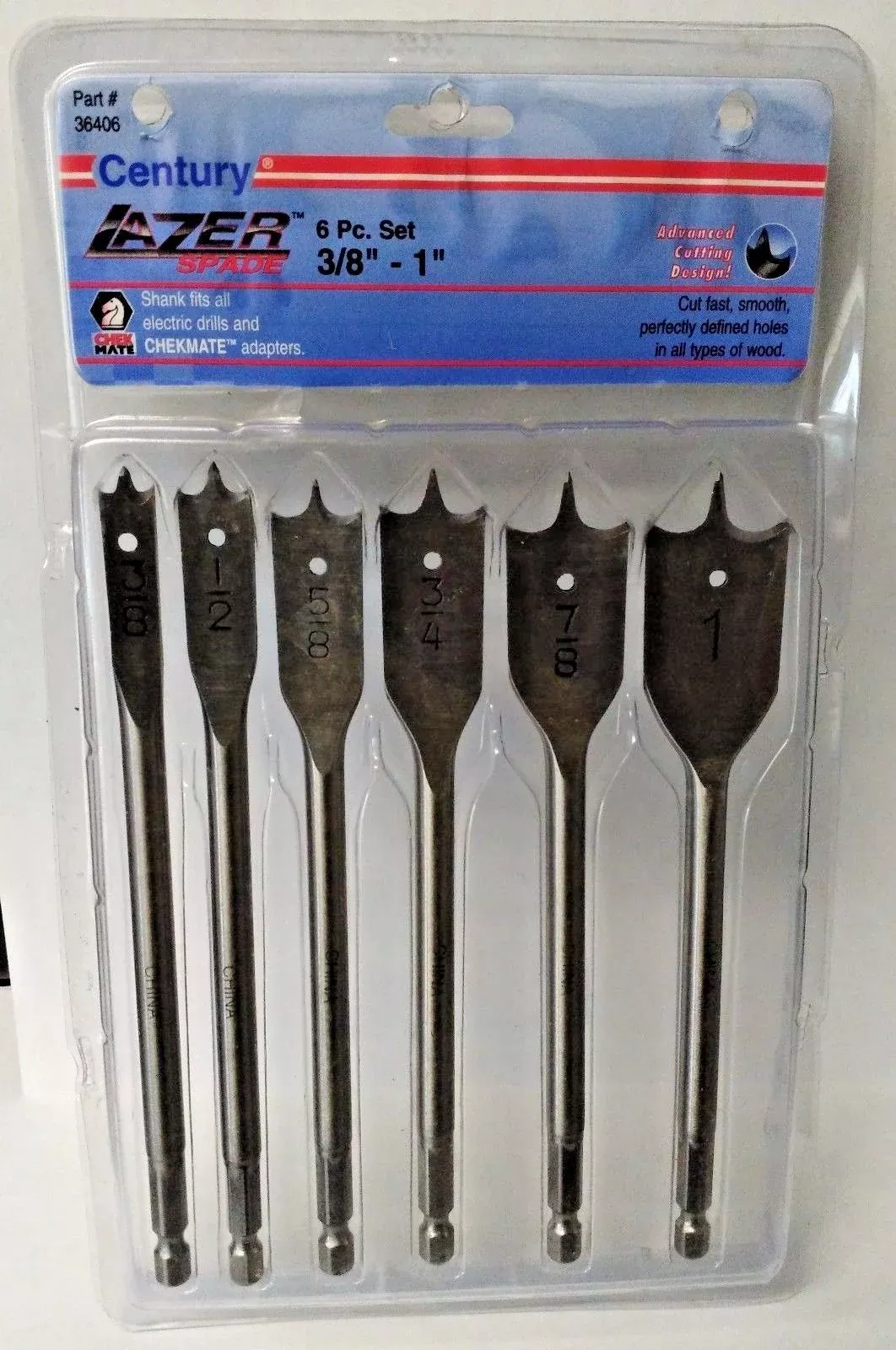 Century 36406 Lazer 6 Piece Spade Bit Set