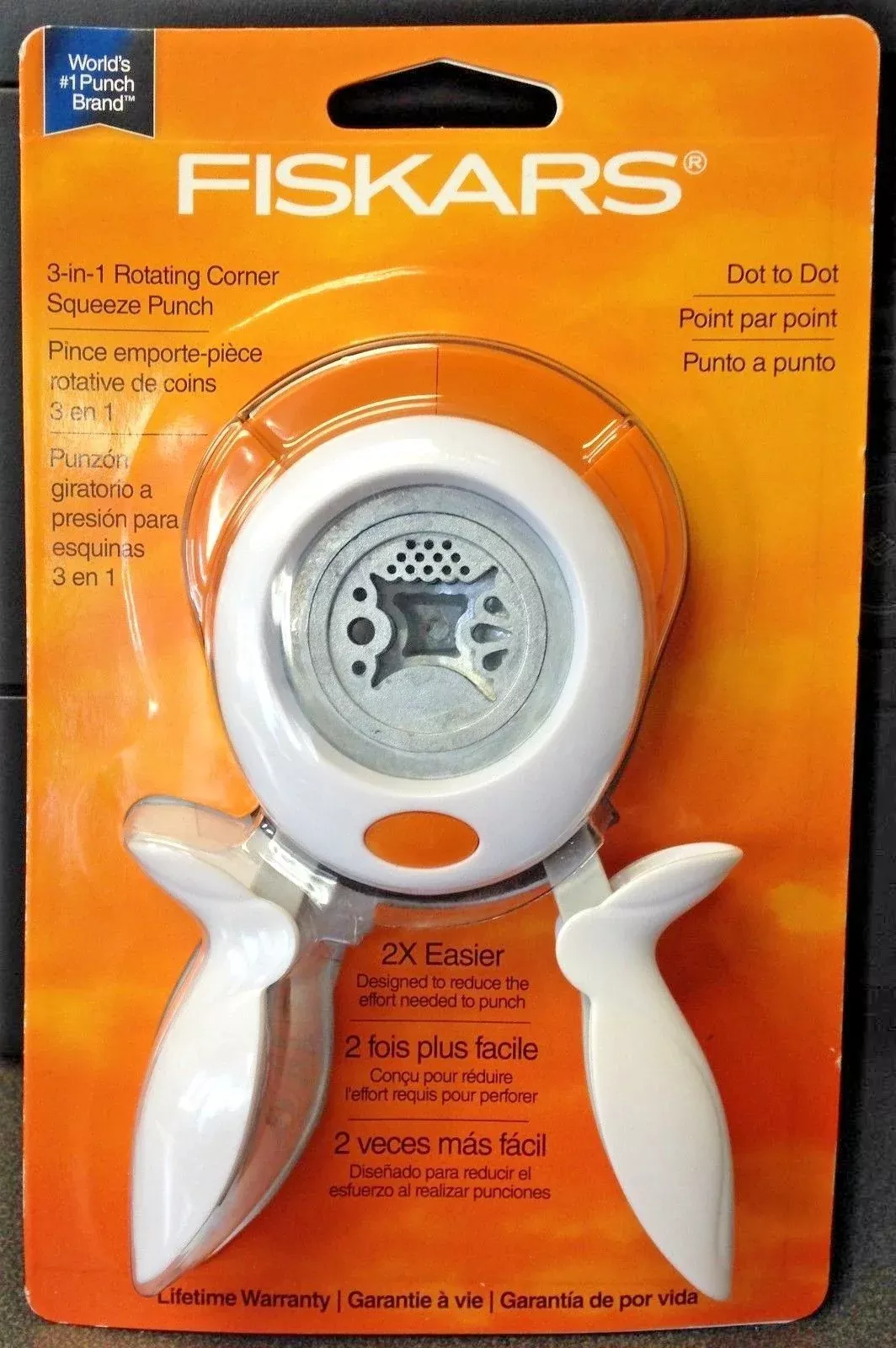 Fiskars 3-in-1 Rotating Corner Squeeze Punch (Dot to Dot) 158480-1001