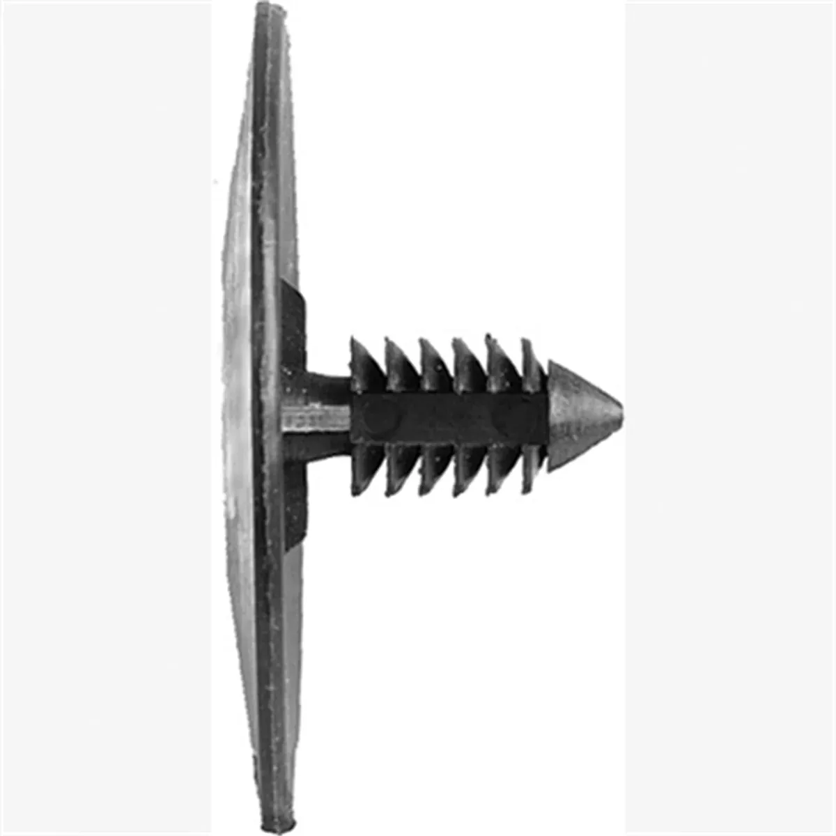 Hood Insulation Clips, Black Nylon, Size: 1/4" (6.4mm), Stem: 3/4", Head: 1-21/32", Qty: 100 ABD6034B Auto Body Doctor