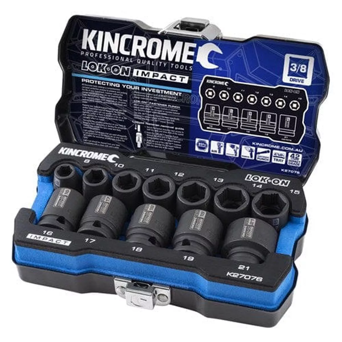 Kincrome LOK-ON™ Impact Socket Set 12 Pce 3/8" Drive Metric K27076