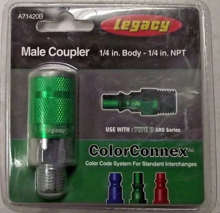 Legacy A71420B Green Male Coupler Type B NPT 1/4"