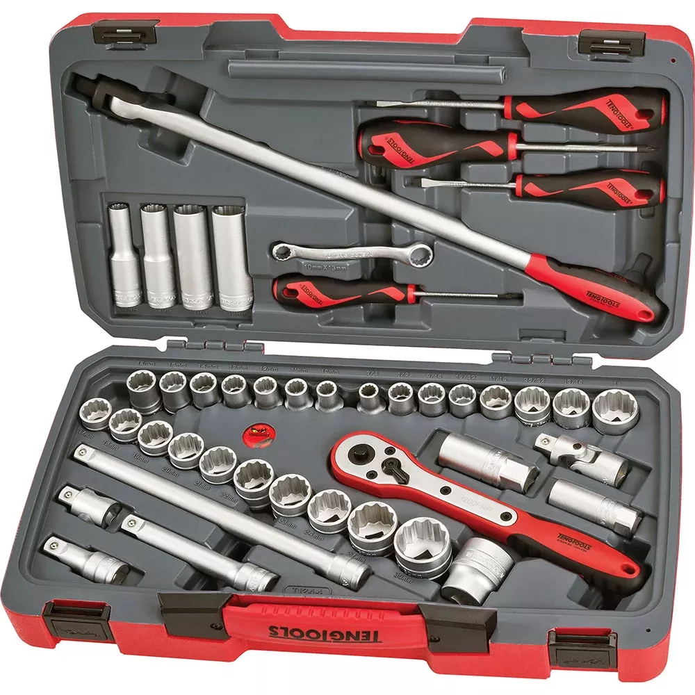 Teng 44Pc 1/2in Dr. Metric & Af Socket Set