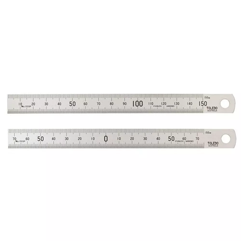 Toledo Stainless Steel Double Sided Metric Ruler (Graduations on Upper & Lower)
